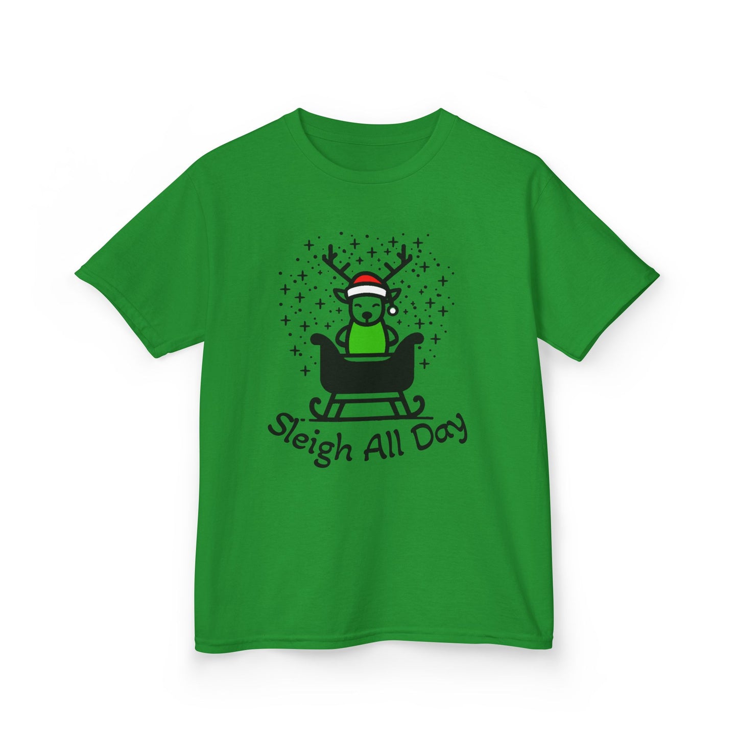 Kids Sleigh All Day Christmas Shirt - Funny Holiday T-Shirt for Boys & Girls | Festive Tee