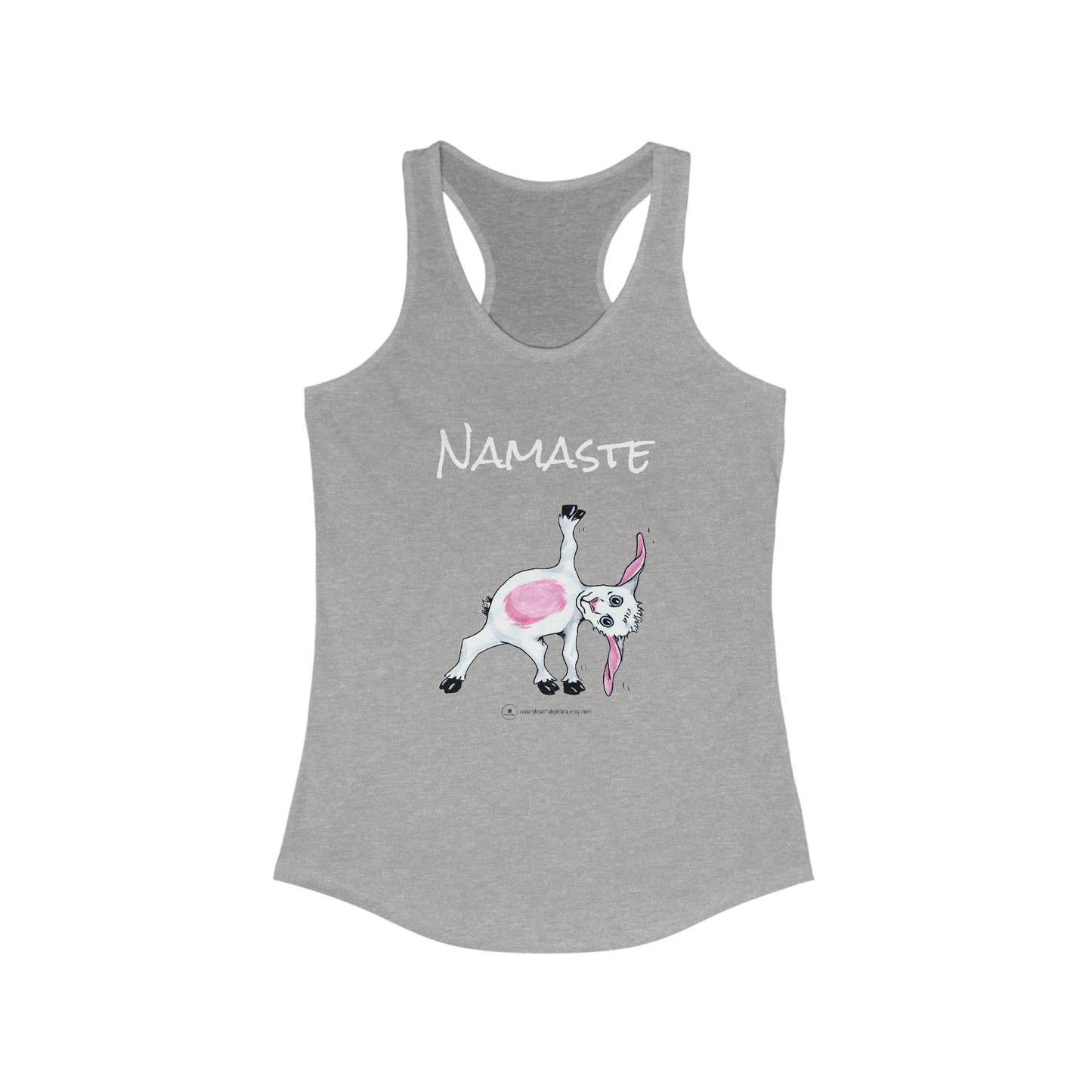 Namaste Goat Print Animal Lover Tank Top | Workout and Gym Wear Cute Goat Design Racerback Tank Top Fitness Shirt for Women