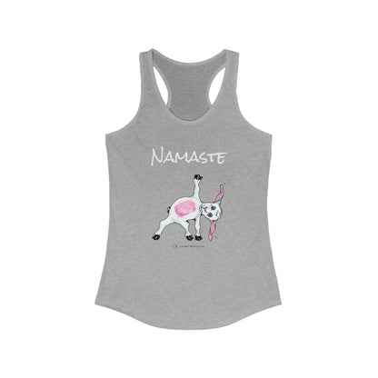 Namaste Goat Print Animal Lover Tank Top | Workout and Gym Wear Cute Goat Design Racerback Tank Top Fitness Shirt for Women