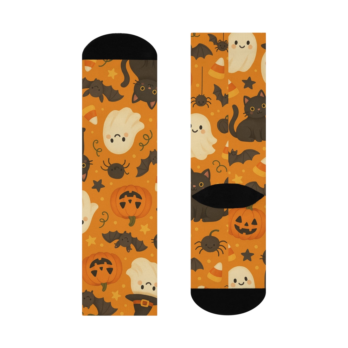 Halloween Crew Socks - Cute Ghost Pumpkin Black Cat Print | Cozy Spooky Season Gift