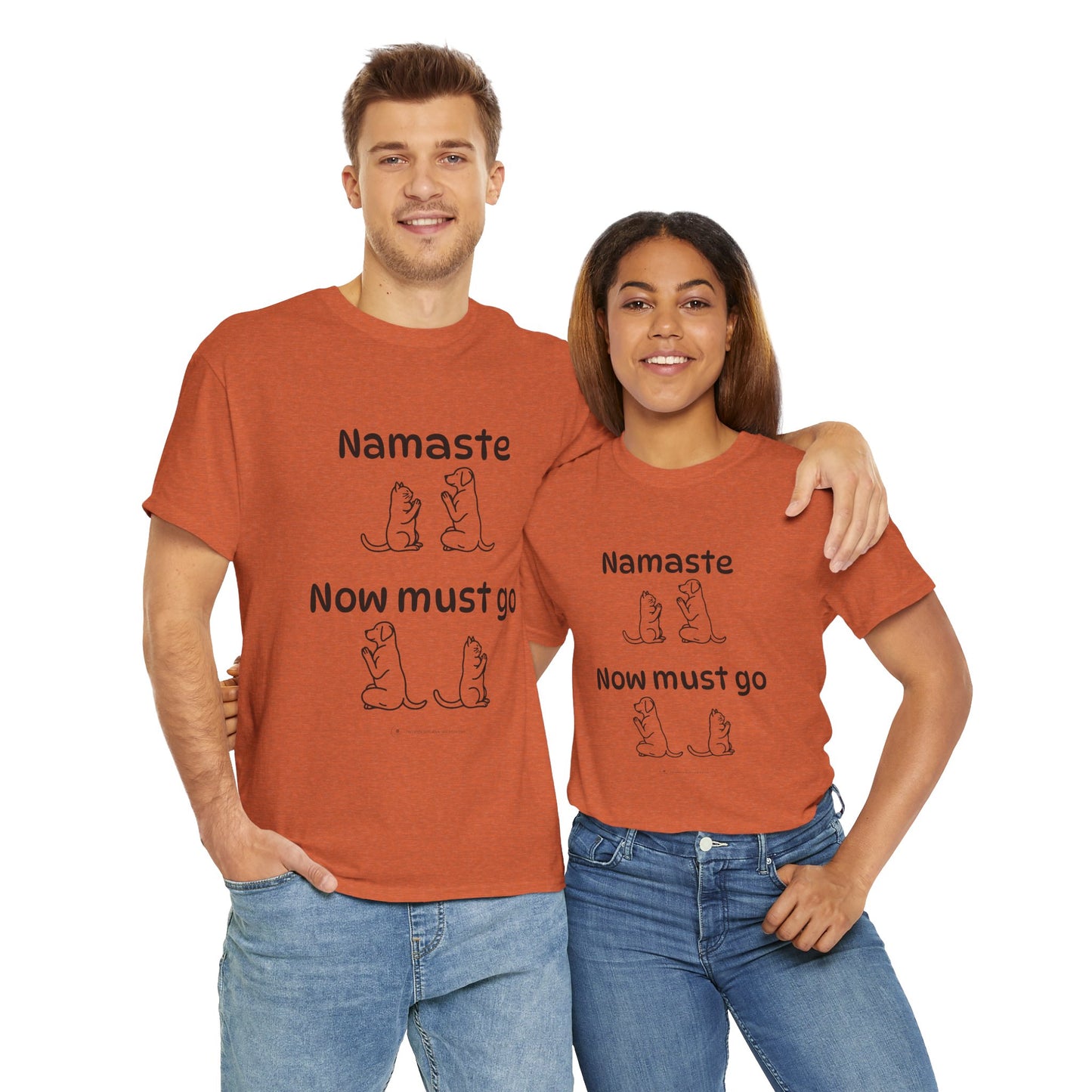 Namaste Pilates Meditation Cat and Dog Zen T Shirt | Namaste Now Must Go Animal Yoga Lover Unisex Heavy Cotton Pet T Shirt for Gift