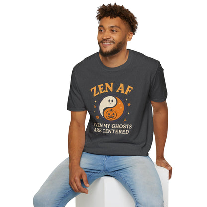 Zen AF Ghost Tee - Funny Halloween Yin Yang T-Shirt | Unisex Mindfulness Graphic Tee