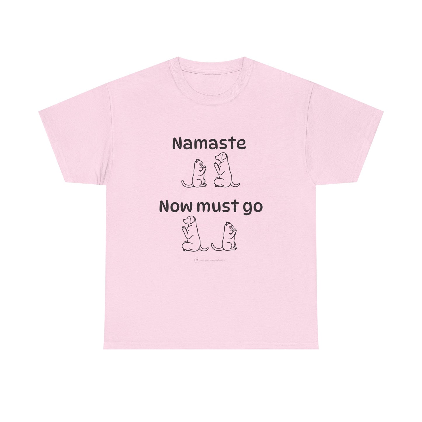 Namaste Pilates Meditation Cat and Dog Zen T Shirt | Namaste Now Must Go Animal Yoga Lover Unisex Heavy Cotton Pet T Shirt for Gift