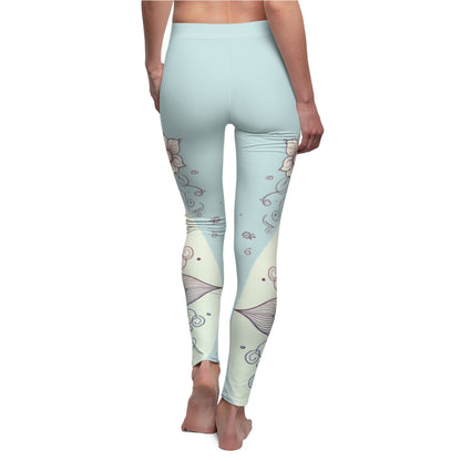 Leggings, Pastel Floral Yoga Pants, Women's Workout Tights, Casual Lounge Wear, Spring Leggings, Comfortable Leggings