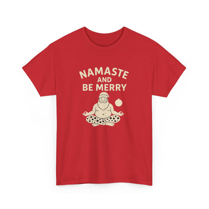 Namaste and Be Merry Christmas Shirt - Funny Yoga Santa Tee | Unisex Holiday Gift for Yogis