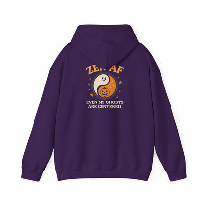 Zen AF Halloween Hoodie - Funny Ghost Yin Yang Sweatshirt | Yoga Mindfulness Pullover