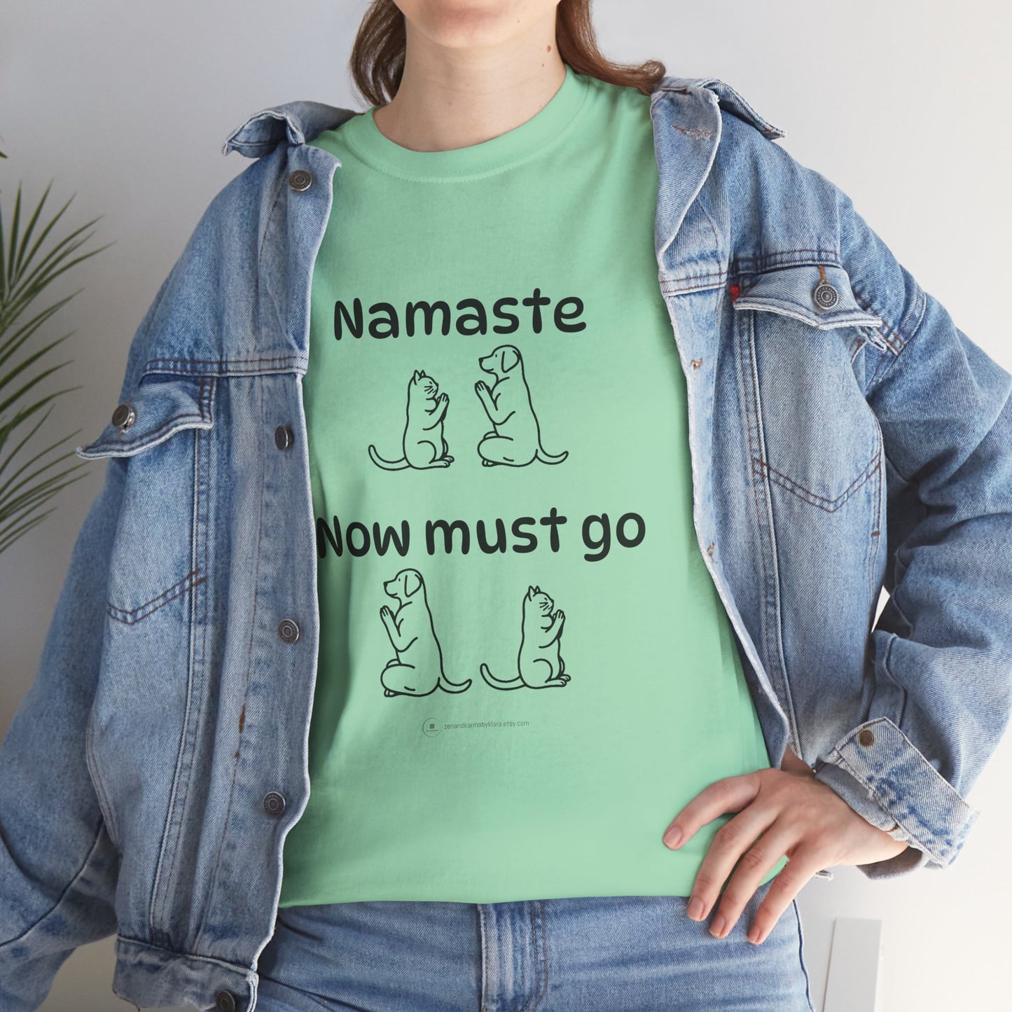 Namaste Pilates Meditation Cat and Dog Zen T Shirt | Namaste Now Must Go Animal Yoga Lover Unisex Heavy Cotton Pet T Shirt for Gift
