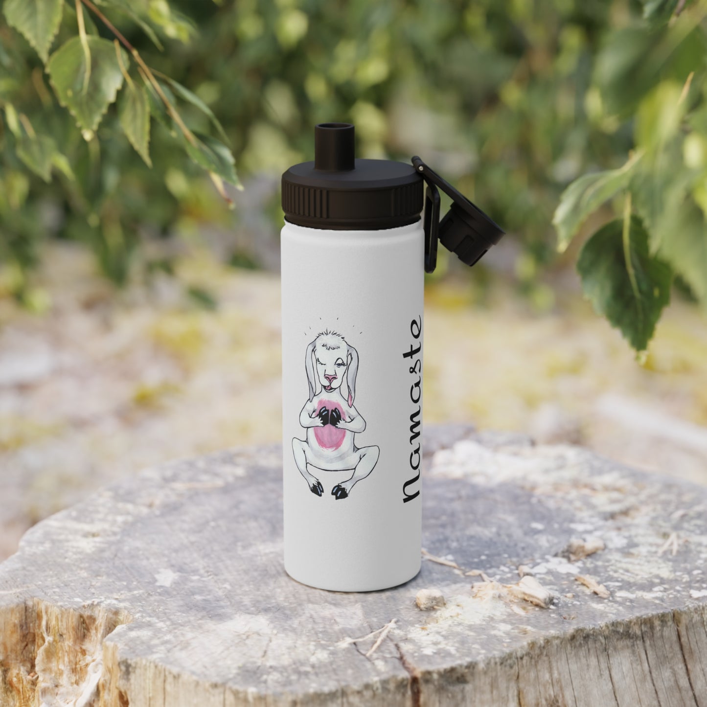Stainless Steel Water Bottle, Sports Lid, Yoga goat water bottle, goat yoga water bottle, funny water bottle, gift for mom, gift for her