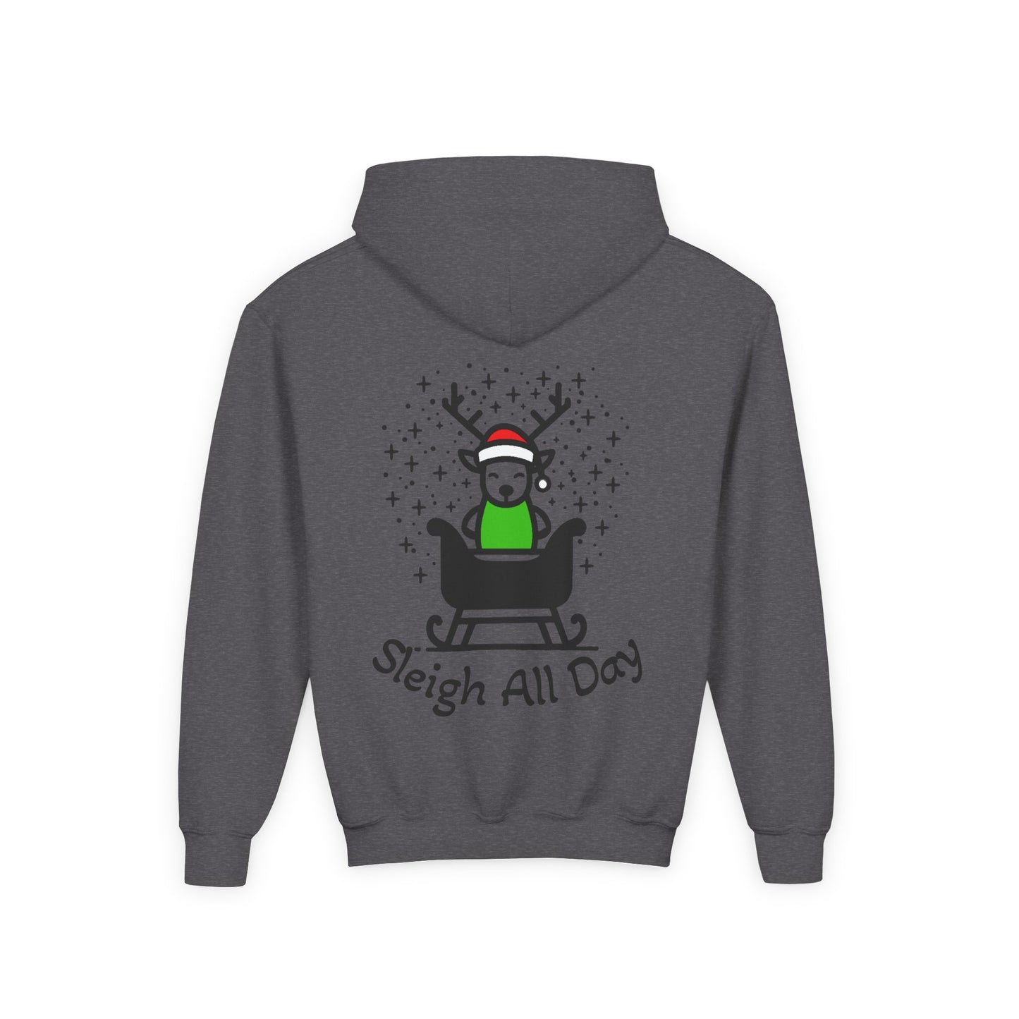 Kids Sleigh All Day Christmas Hoodie - Cute Reindeer Holiday Sweatshirt | Matching Family Outfit