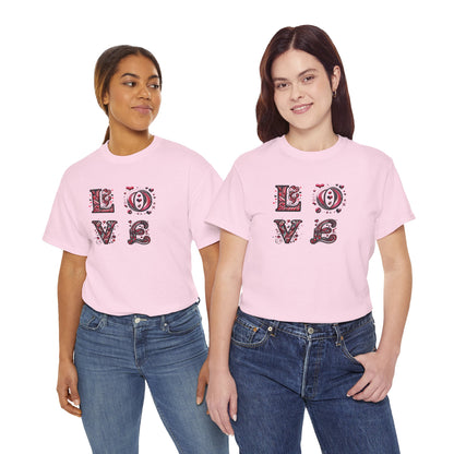 Loved Up Unisex Heavy Cotton Tee - Perfect for Couples, Valentine's Day, Love Celebrations, Heartwarming Gifts, Cozy Casual Wear