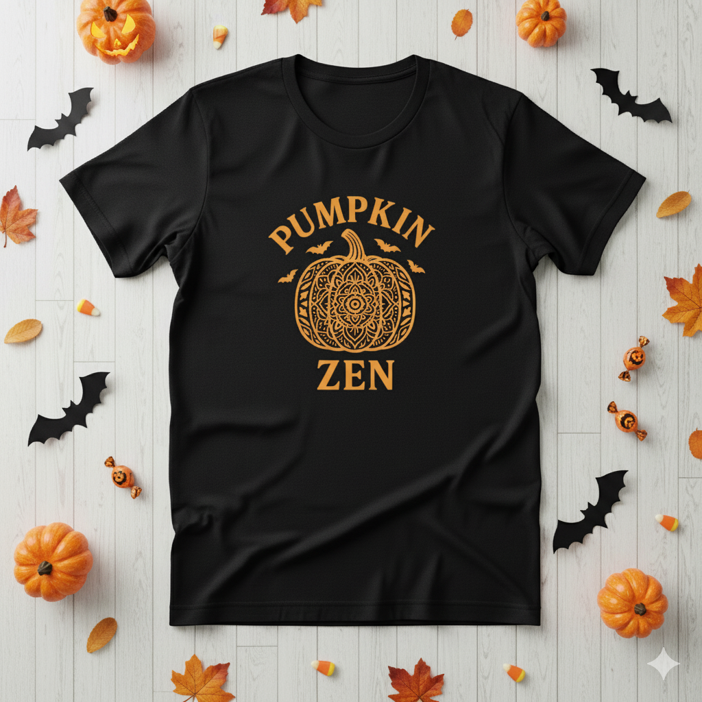 Pumpkin Zen Unisex Tee - Fall Halloween Meditation Shirt | Relaxing Autumn Graphic Tee