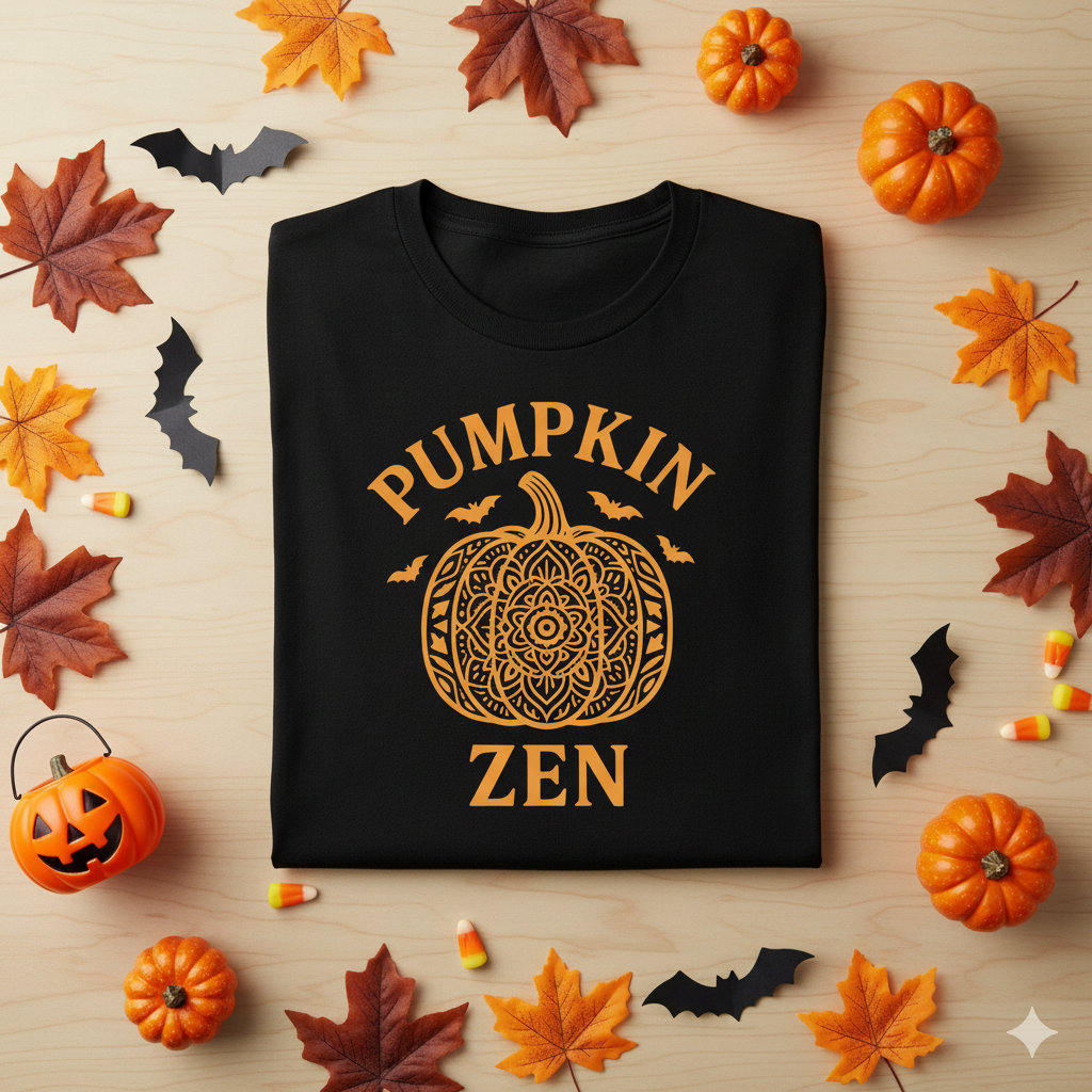 Pumpkin Zen Unisex Tee - Fall Halloween Meditation Shirt | Relaxing Autumn Graphic Tee