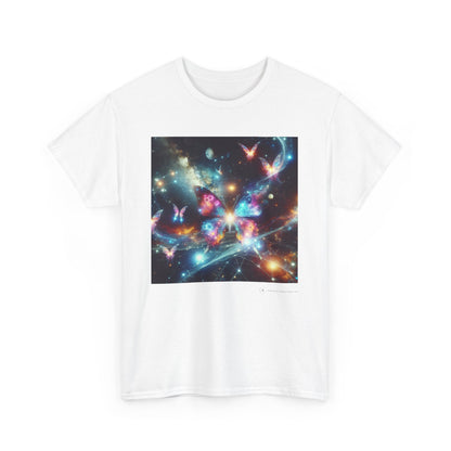 Cosmic Butterfly Graphic Tee, Unisex Cotton T-Shirt, Space Art Shirt, Festival Attire, Nature Lover Gift, Vibrant Wear, Gift for Her