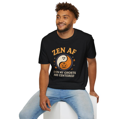 Zen AF Ghost Tee - Funny Halloween Yin Yang T-Shirt | Unisex Mindfulness Graphic Tee