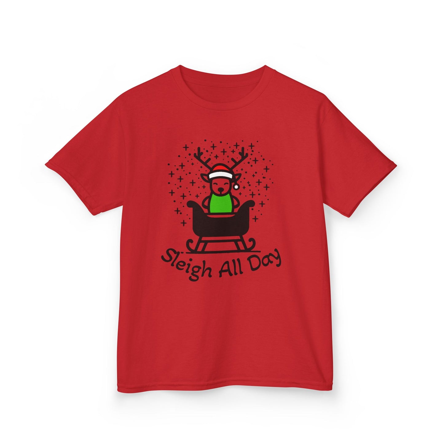Kids Sleigh All Day Christmas Shirt - Funny Holiday T-Shirt for Boys & Girls | Festive Tee