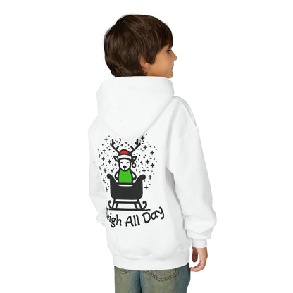 Kids Sleigh All Day Christmas Hoodie - Cute Reindeer Holiday Sweatshirt | Matching Family Outfit