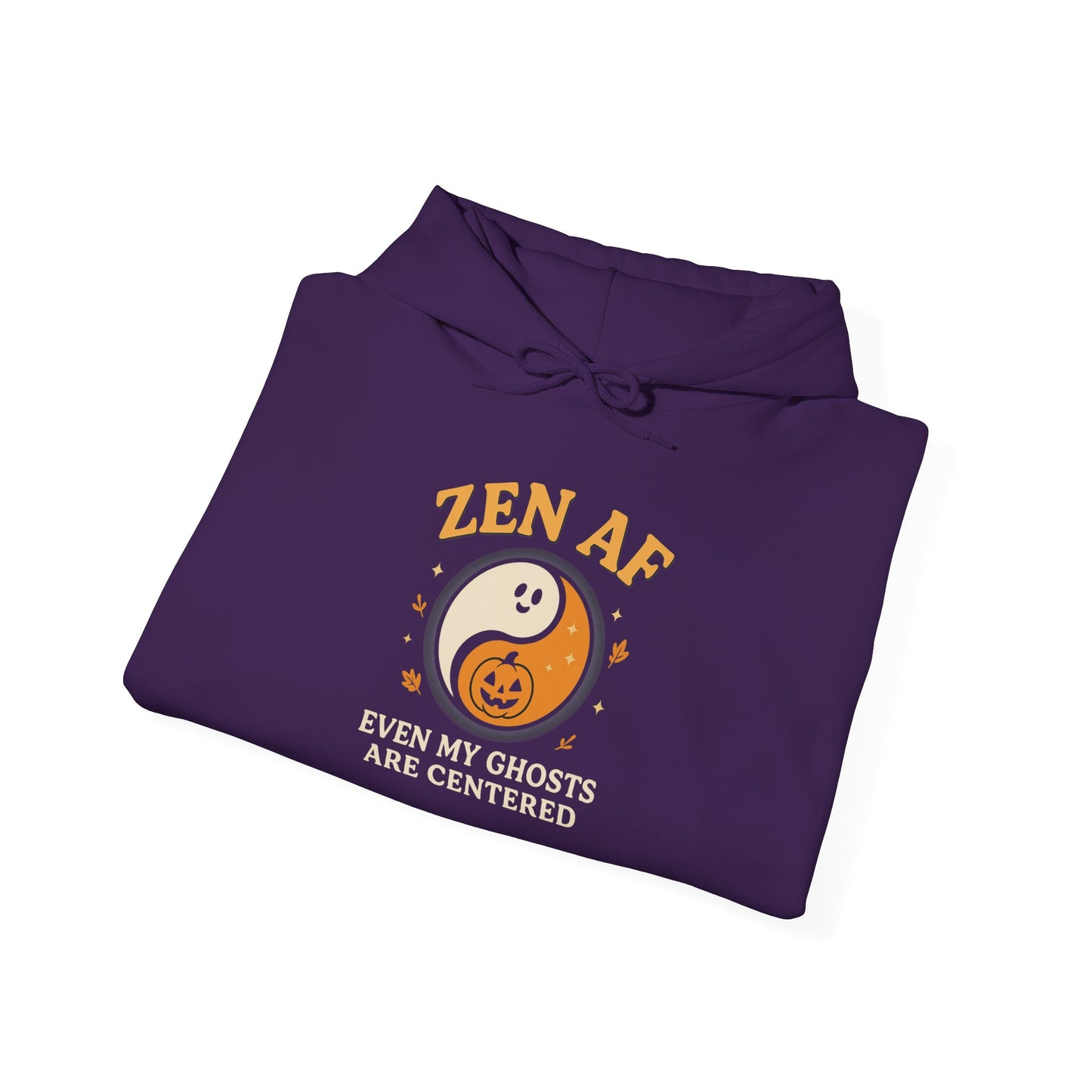 Zen AF Halloween Hoodie - Funny Ghost Yin Yang Sweatshirt | Yoga Mindfulness Pullover