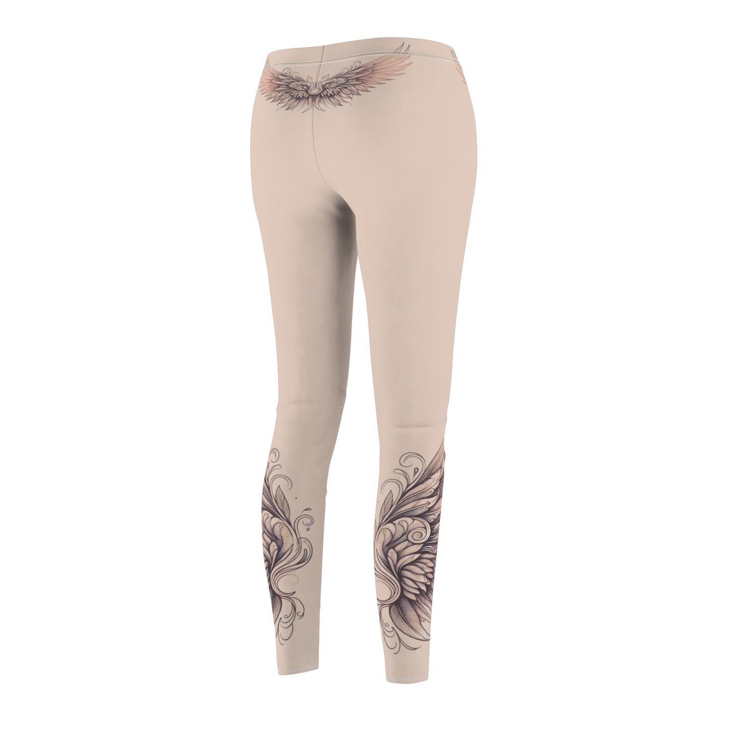 Boho Women's Leggings with Wing Design, Fashionable Casual Wear, Activewear, Gift for Her, Yoga Pants