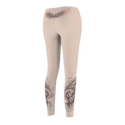 Boho Women's Leggings with Wing Design, Fashionable Casual Wear, Activewear, Gift for Her, Yoga Pants