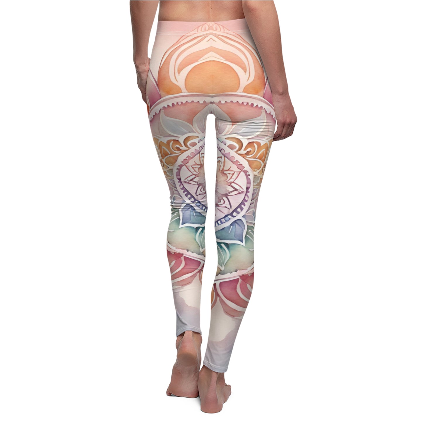 Watercolor Floral Leggings, Artistic Activewear, Cute Yoga Pants, Boho Style Tights, Gift for Her, Comfortable Fashion