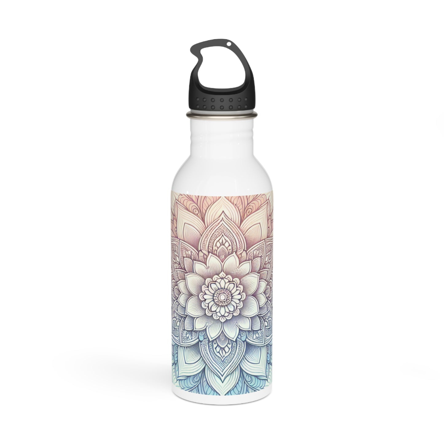 Meditative Floral Stainless Steel Water Bottle, Eco-Friendly Hydration, Gift for Yoga Lovers, Travel Companion, Reusable Water Bottle