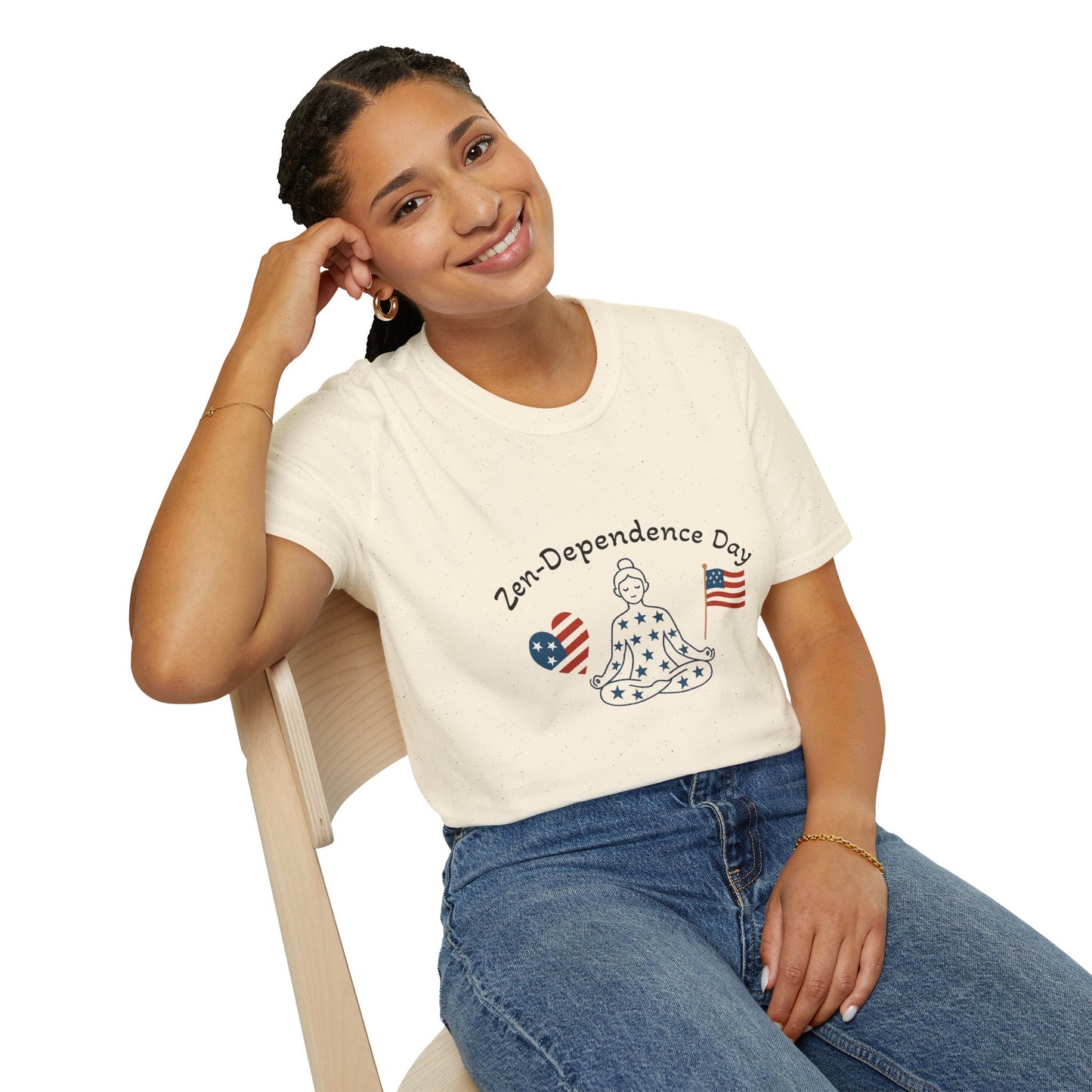 Relaxed Zen T-Shirt for Independence Day Celebration, Unisex Tee, Mindfulness Apparel, July 4th Gift, Comfortable Casual Wear