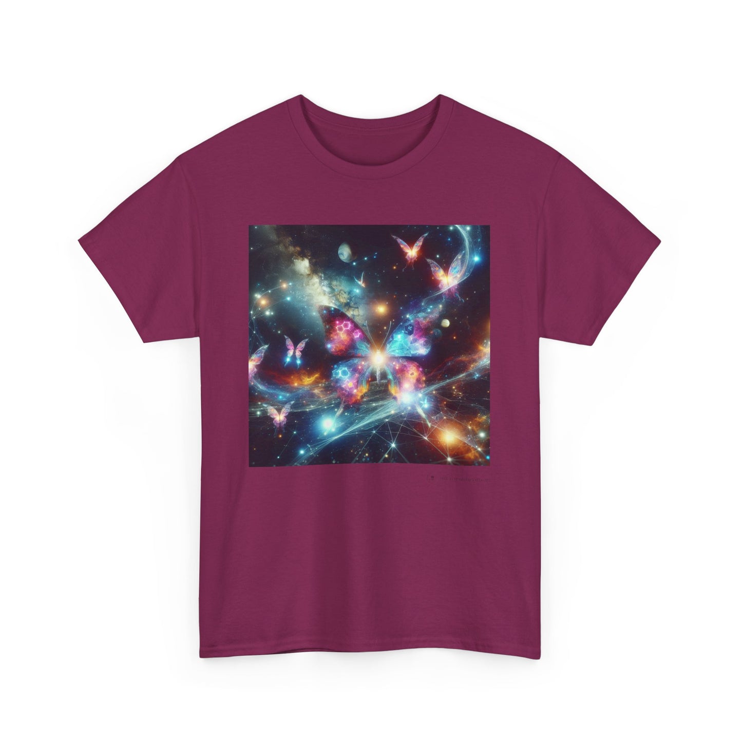 Cosmic Butterfly Graphic Tee, Unisex Cotton T-Shirt, Space Art Shirt, Festival Attire, Nature Lover Gift, Vibrant Wear, Gift for Her