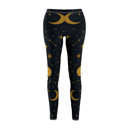 Celestial Pattern Leggings - Stylish Women's Yoga Pants, Comfortable Loungewear, Astrology Gift, Workout Leggings, Starry Night Fashion