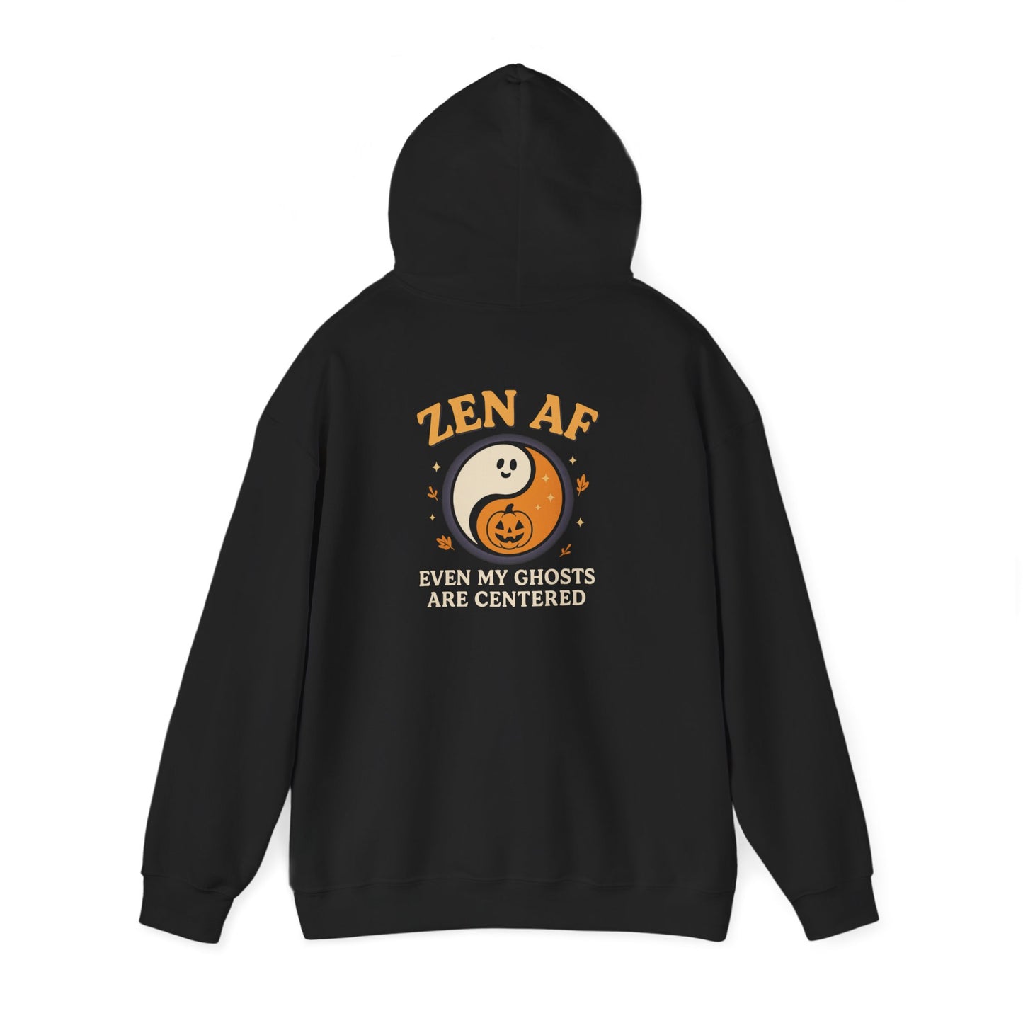 Zen AF Halloween Hoodie - Funny Ghost Yin Yang Sweatshirt | Yoga Mindfulness Pullover