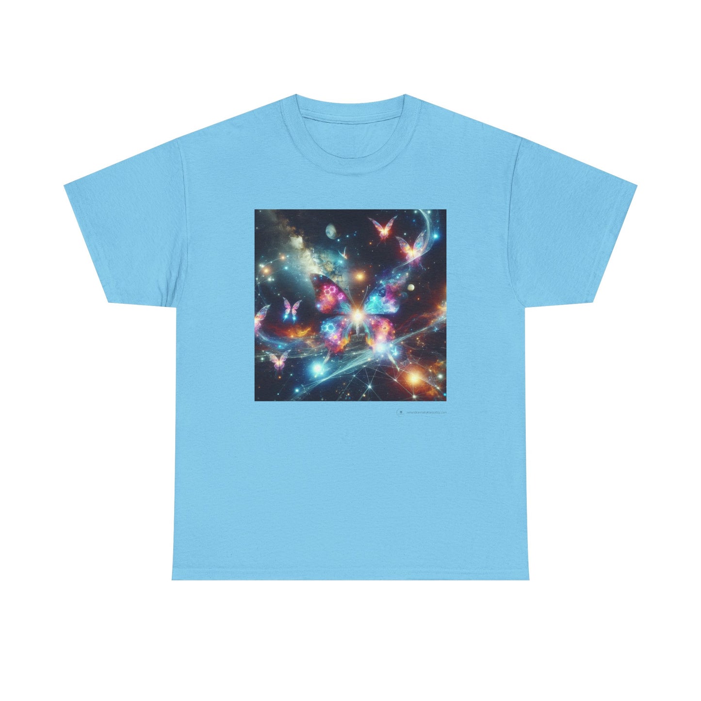 Cosmic Butterfly Graphic Tee, Unisex Cotton T-Shirt, Space Art Shirt, Festival Attire, Nature Lover Gift, Vibrant Wear, Gift for Her