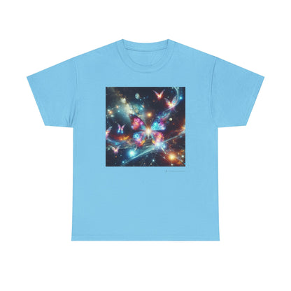 Cosmic Butterfly Graphic Tee, Unisex Cotton T-Shirt, Space Art Shirt, Festival Attire, Nature Lover Gift, Vibrant Wear, Gift for Her