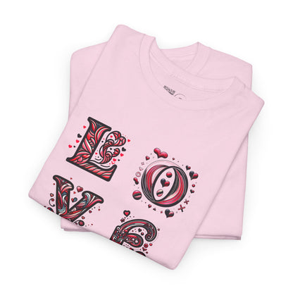 Loved Up Unisex Heavy Cotton Tee - Perfect for Couples, Valentine's Day, Love Celebrations, Heartwarming Gifts, Cozy Casual Wear