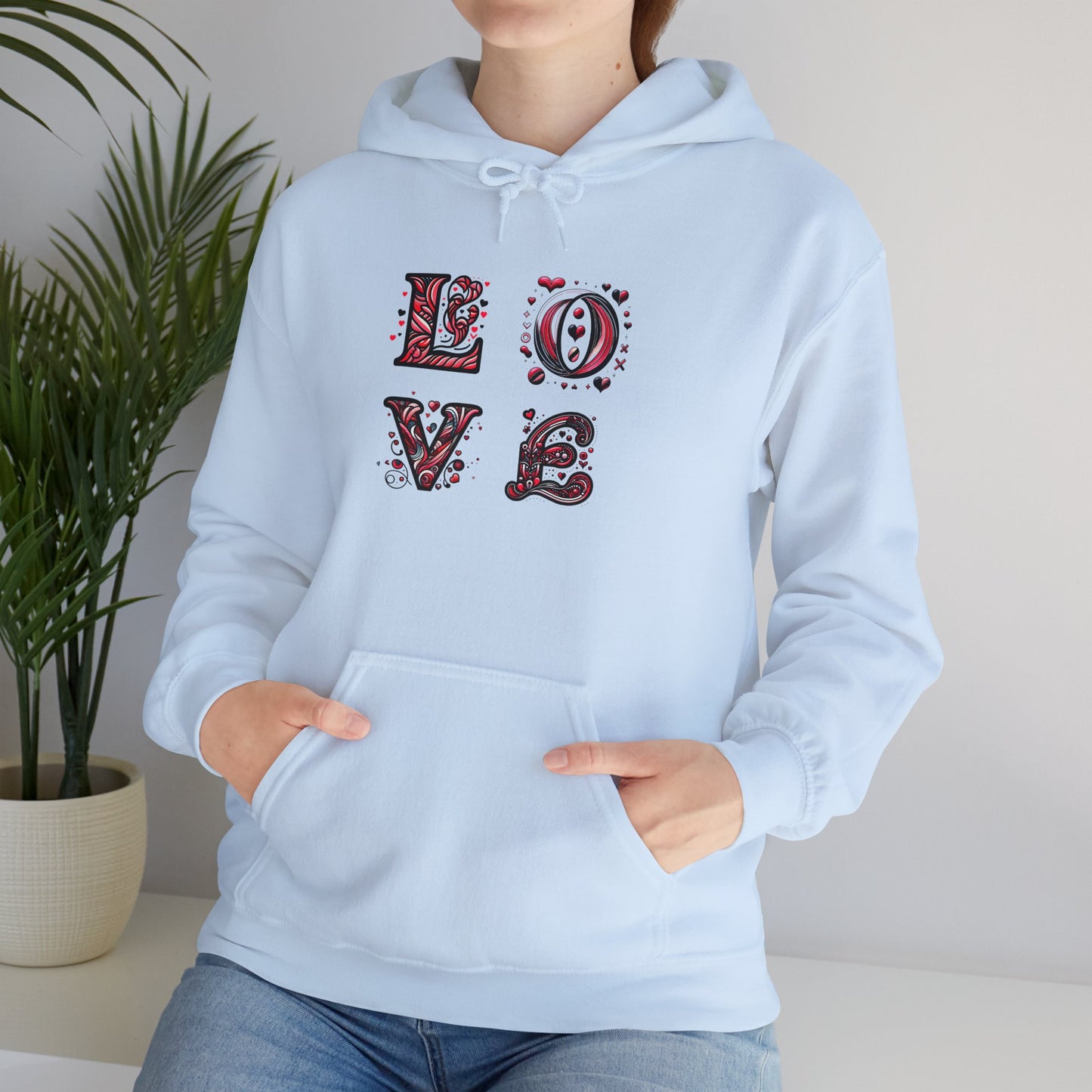 Vintage Love Unisex Hoodie, Cozy Sweatshirt for Couples, Valentine's Day Gift, Cute Casual Hoodie, Graphic Hoodie