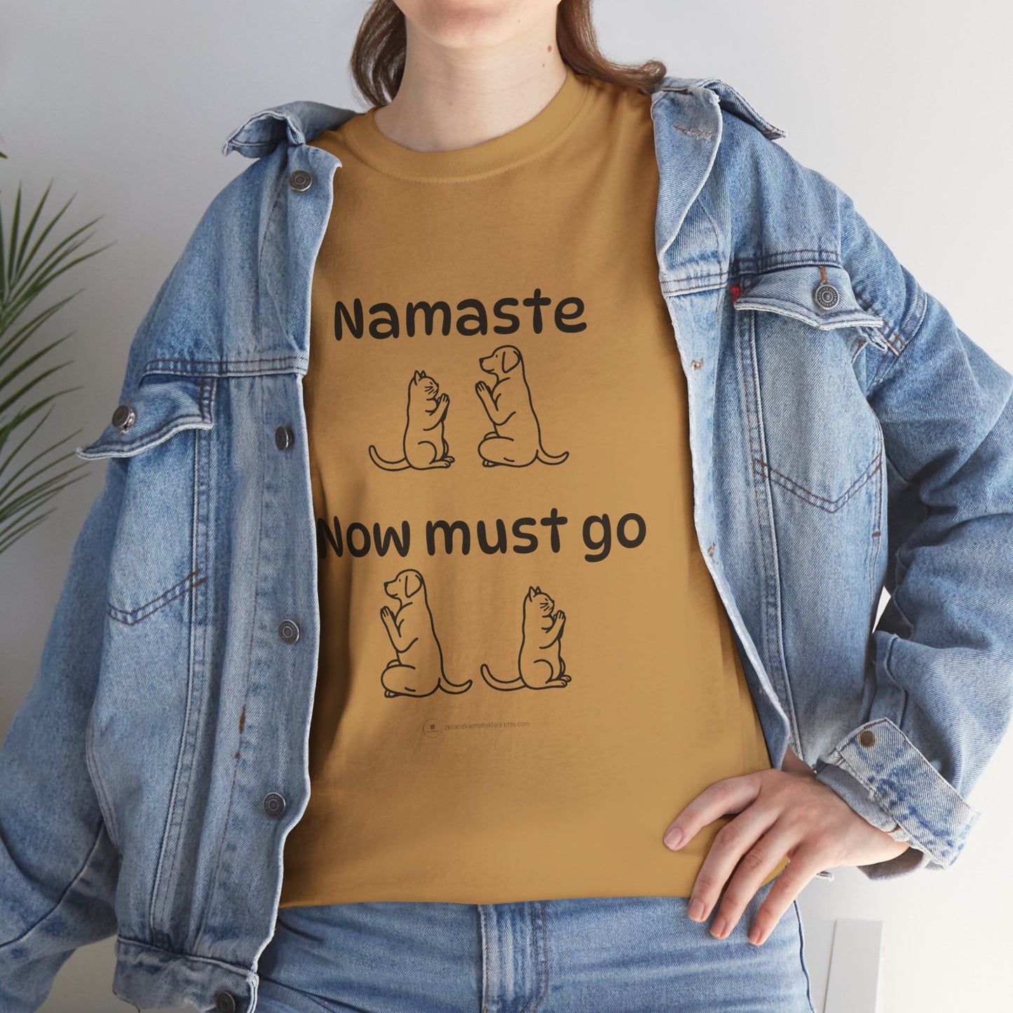 Namaste Pilates Meditation Cat and Dog Zen T Shirt | Namaste Now Must Go Animal Yoga Lover Unisex Heavy Cotton Pet T Shirt for Gift