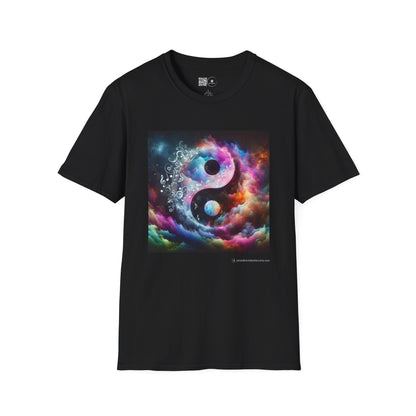 Cosmic Yin Yang T-Shirt - Vibrant Unisex Tee, Spiritual Gift, Music lover Gift, Astrology Fashion, Retro Style Shirt, Trendy Tee