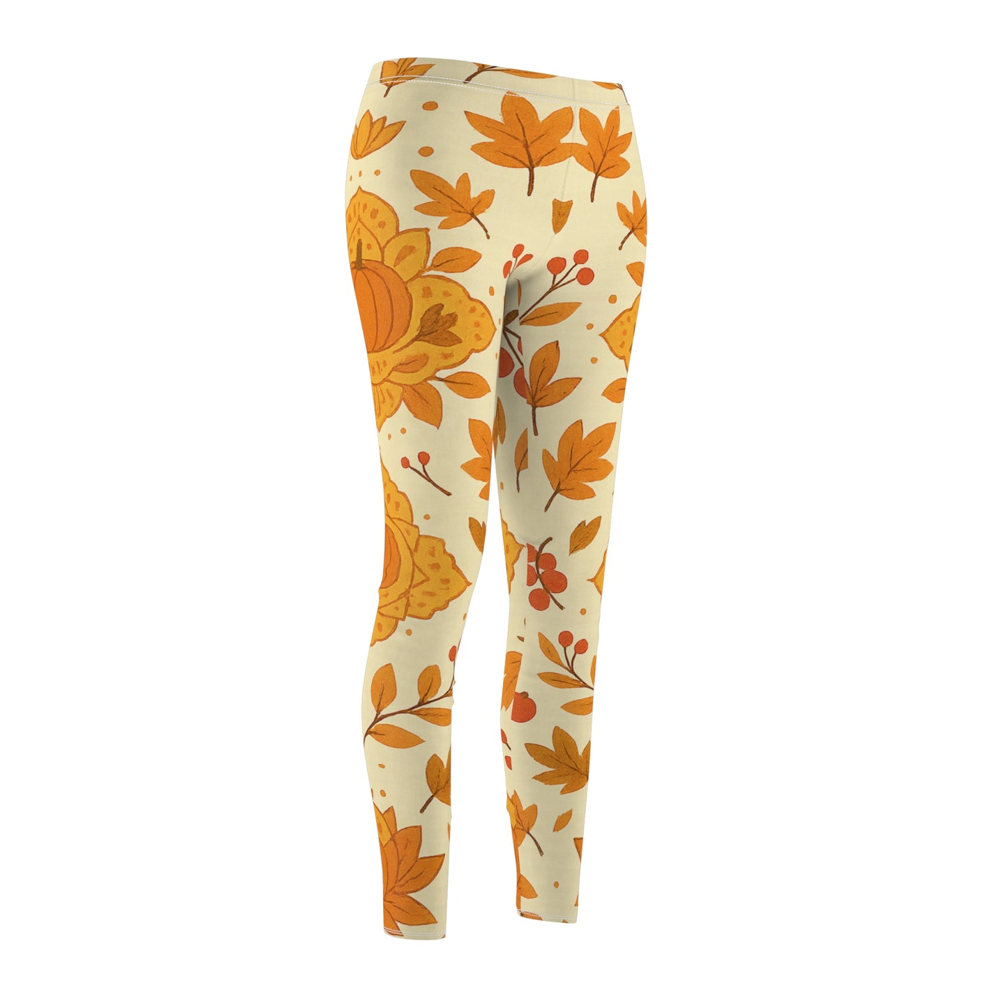 Autumn Floral Leggings - Women's Fall Botanical Print Pants | High Waisted Yoga Tights