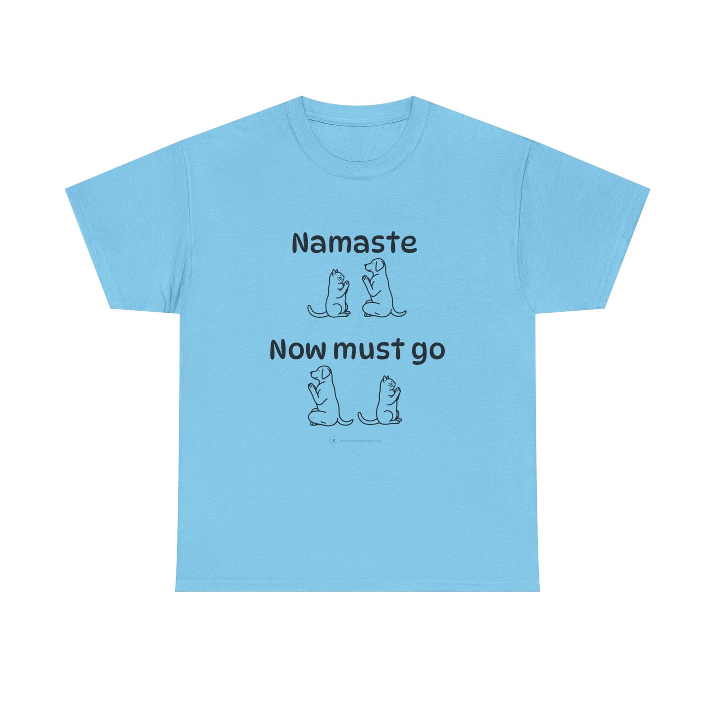 Namaste Pilates Meditation Cat and Dog Zen T Shirt | Namaste Now Must Go Animal Yoga Lover Unisex Heavy Cotton Pet T Shirt for Gift