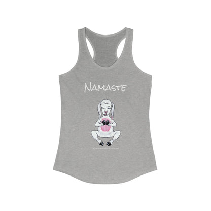 Namaste Goat Print Animal Lover Tank Top | Workout and Gym Wear Cute Goat Design Racerback Tank Top Fitness Shirt for Women