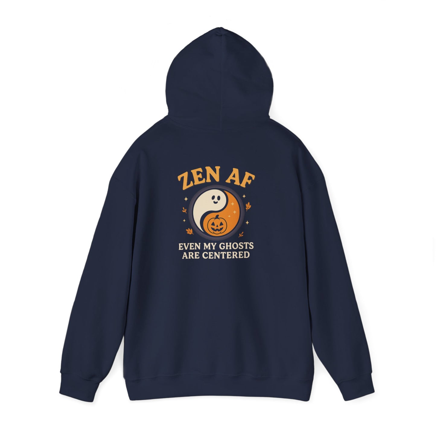 Zen AF Halloween Hoodie - Funny Ghost Yin Yang Sweatshirt | Yoga Mindfulness Pullover