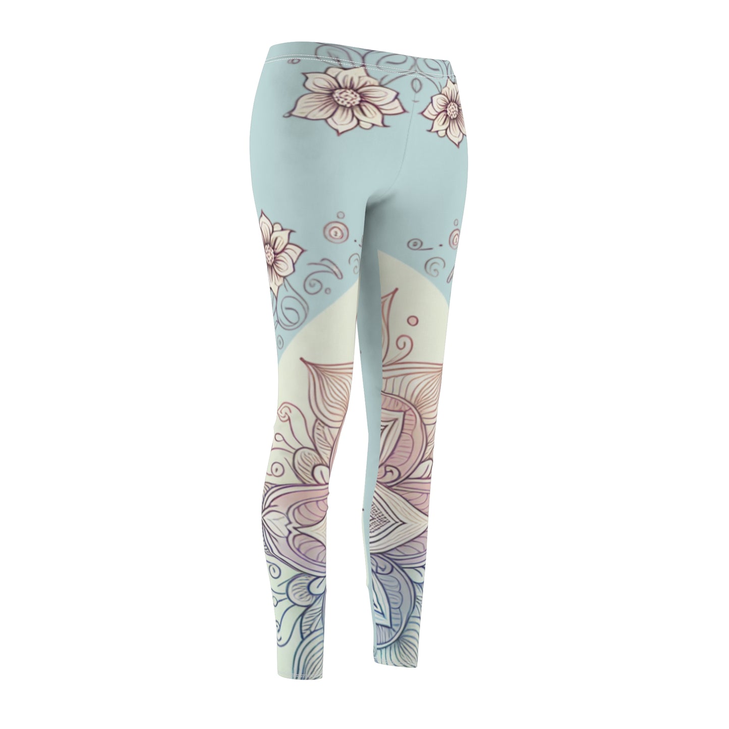 Leggings, Pastel Floral Yoga Pants, Women's Workout Tights, Casual Lounge Wear, Spring Leggings, Comfortable Leggings
