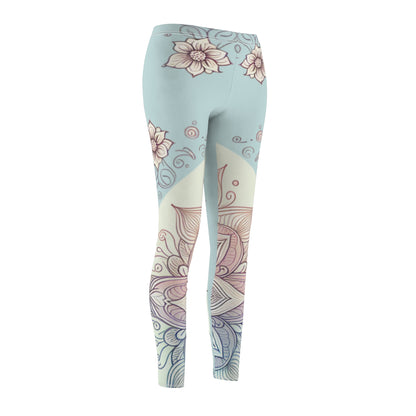 Leggings, Pastel Floral Yoga Pants, Women's Workout Tights, Casual Lounge Wear, Spring Leggings, Comfortable Leggings