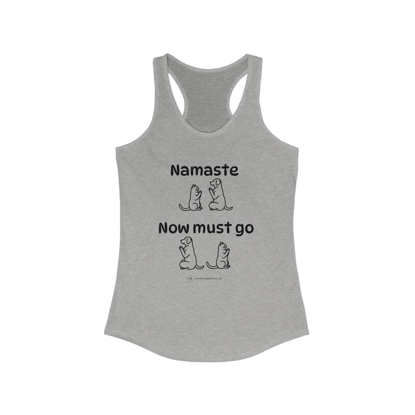 Namaste Meditation Animal Lover Workout Zen Tank Top | Namaste Now Must Go Dog and Cat Design Racerback Tank Top Shirt for Women
