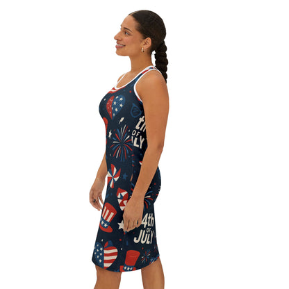 Patriotic Women's Racerback Dress, 4th of July Dress, Casual Summer Dress, Festive Independence Day Outfit, Holiday Party Wear