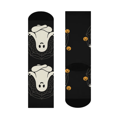 Cute Ghost Crew Socks - Halloween Cushioned Socks | Cozy Novelty Gift for Women & Men