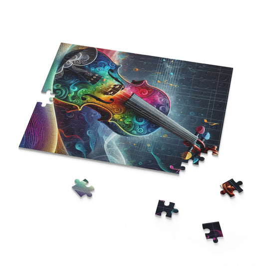 Colorful Violin Puzzle - 120, 252, 500-Piece Jigsaw, Music Lover Gift, Art Decor, Relaxation Activity, Family Game Night