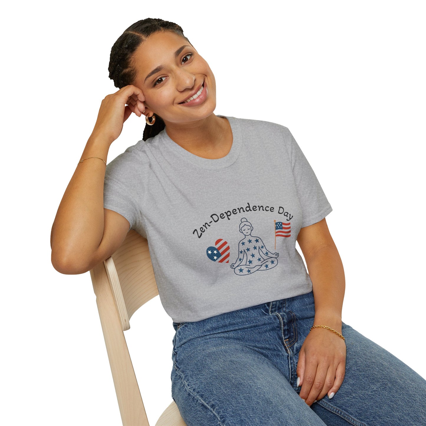 Relaxed Zen T-Shirt for Independence Day Celebration, Unisex Tee, Mindfulness Apparel, July 4th Gift, Comfortable Casual Wear