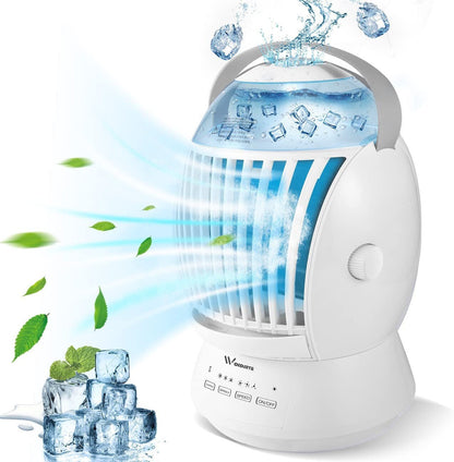 Desktop Misting Fan - Personal Air Cooler with Humidifier | USB Rechargeable Cooling Fan