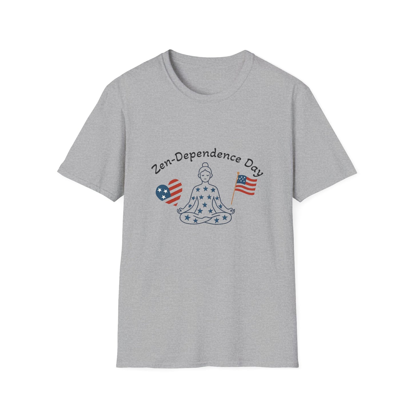 Relaxed Zen T-Shirt for Independence Day Celebration, Unisex Tee, Mindfulness Apparel, July 4th Gift, Comfortable Casual Wear