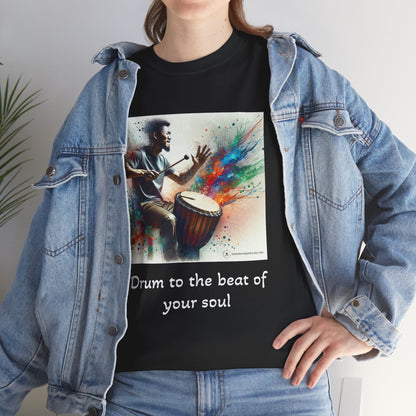 Artistic Drummer Unisex Heavy Cotton Tee -Gift for Musicians, Concert T-Shirt, Art Lovers, Gifts, Festivals, Summer Vibes, gift for him