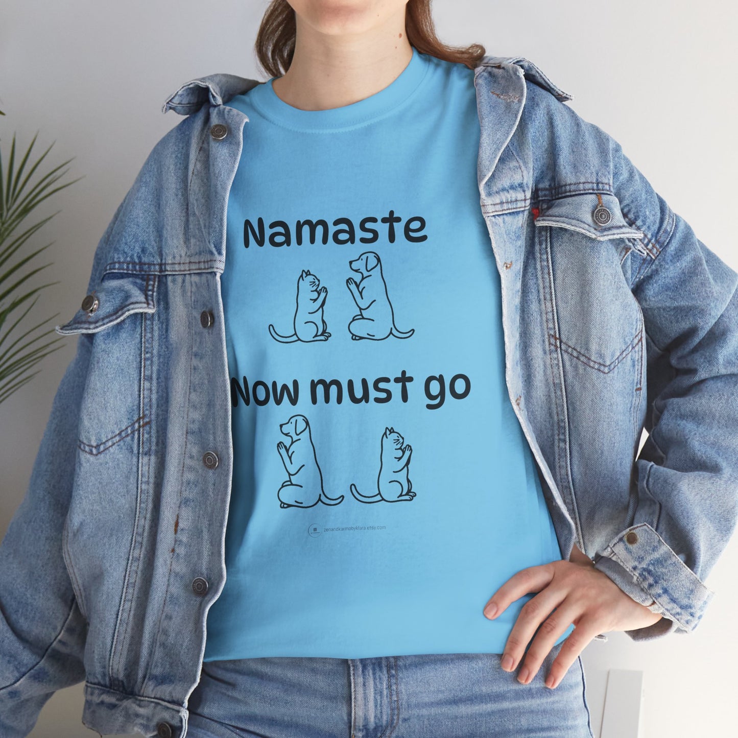 Namaste Pilates Meditation Cat and Dog Zen T Shirt | Namaste Now Must Go Animal Yoga Lover Unisex Heavy Cotton Pet T Shirt for Gift